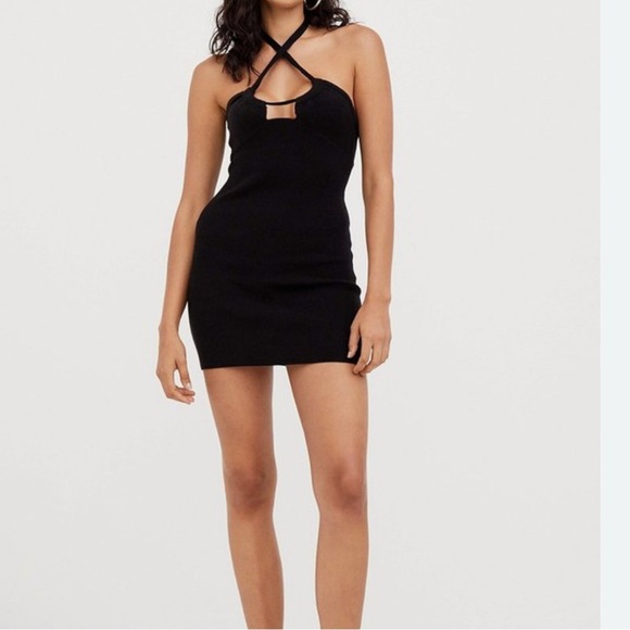 For Love & Lemons, Black Knit Mona Mini Dress, Size XS | SKU1999 - Picture 1 of 6